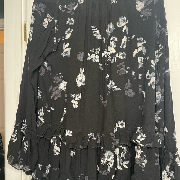 Free People Cloverfield Black Floral Ruffle Tunic Mini Dress | Boho Chic XS - Picture 10 of 13